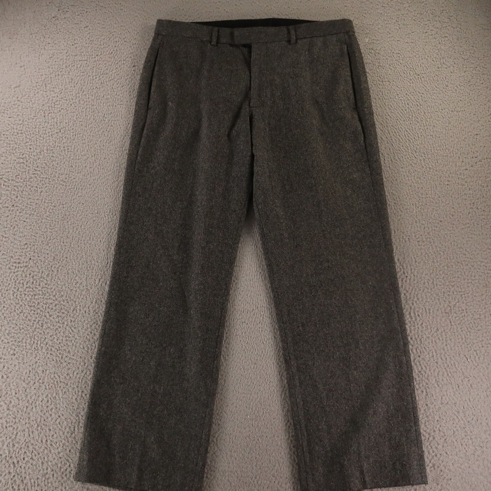Tweed Pants Mens 34 Gray Heather Wool Polyester Slacks 34x29